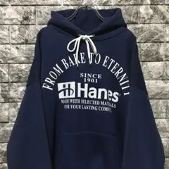 Hanes プルオーバーパーカー USA製 ヘインズ スウェット ネイビー