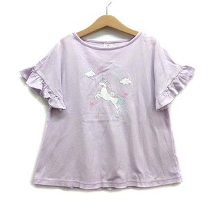 メゾピアノ mezzo piano ユニコーン柄 カットソー Tシャツ フリル 半袖 ラベンダー 130 6022437-89 子供服 キッズ