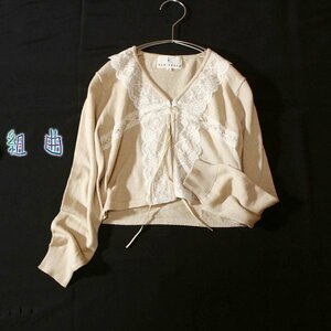 美品 KUMIKYOKU 組曲 可愛い レース ニット カーディガン L 女の子 キッズ 春 合服 24F02