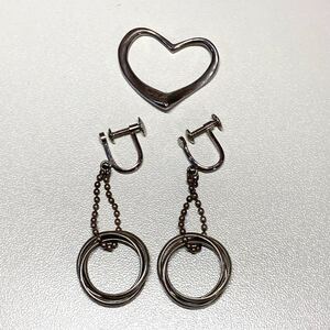 ◆NO.250111◆ シルバー アクセサリー ペンダントトップ イヤリング まとめ SILVER 刻印 あり 総重量:約8.70g オープンハート 三連リング 