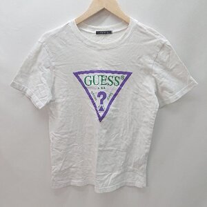 ◇ GUESS ゲス ワンポイント 肌 夏コーデ パンツスタイル コーディネート 半袖 Ｔシャツ サイズM ホワイト レディース E