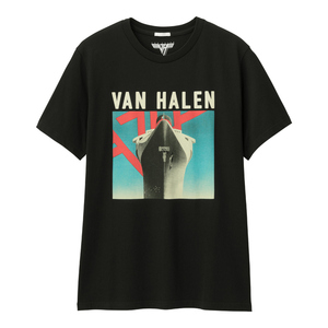 完売品 ハードロック GU ジーユー Tシャツ 半袖 黒 VAN HALEN レコジャケ フロントプリント L※未開封品/未使用品/商品タグ付き/2019年製品