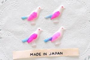 バード 鳥 ジャパン ヴィンテージ カボション ハンドメイド 日本製 レトロ ハンドメイド アクセサリー パーツ 16mm 4個