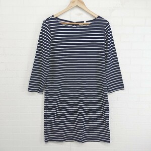 ◇ GAP ギャップ ボーダー 長袖 ミニ ワンピース サイズM ネイビー ホワイト系 レディース E