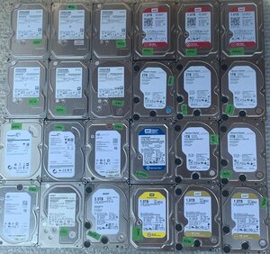 【中古】NAS・サーバー由来中心 HDD 24台セット 30GB分 / 500GB 2台 1TB 15台 2TB 7台 / TOSHIBA WD HGST SEAGATE