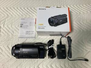 【極上品】SONY ビデオカメラ FDR-AX55 4K 64GB 光学20倍 ブラック Handycam FDR-AX55