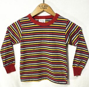 ■ 子供用 70s 80s ビンテージ JC Penney マルチボーダー ロングスリーブ Tシャツ ロンT 長袖 M 5-6 ペニー アメカジ 70年代 80年代 ■