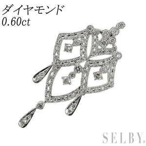 K18WG ダイヤモンド ペンダントトップ 0.60ct アンティークレース 最終 出品6週目 SELBY