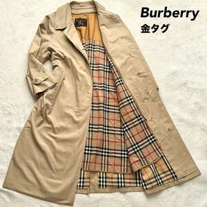 1円～ 未使用級 Burberrys バーバリー ステンカラーコート ノバチェック ライナー 金タグ サイズM相当 希少 ハニーベージュ ロング丈