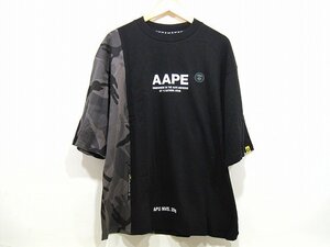 A BATHING APE / ア・ベイシング・エイプ 袖切り替えTシャツ カモフラ 迷彩 メンズ サイズ : L ブラック