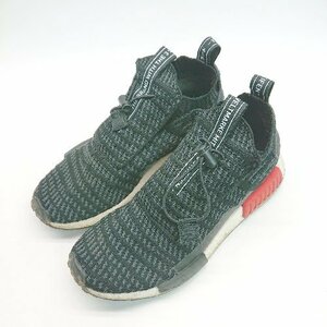 ◇ adidas アディダス B37634 ケーブル 起毛 ストレッチ 総柄 クッション性 スニーカー サイズ26.5 ブラック メンズ E