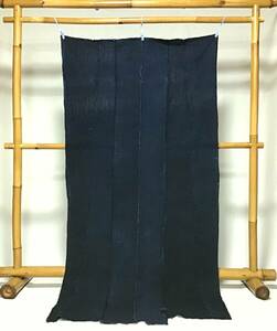 古布1168　手織り木綿　藍染　無地　襤褸　ＢＯＲＯ　90×170ｃｍ　キルト　パッチワーク　リメイク材料