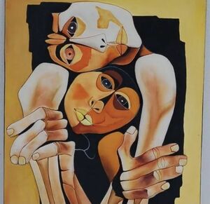 K3439 1980s ポタリー アート Oswaldo Guayasamin オブジェ オズワルド グアヤサミン 壁掛け アート ポスター オシャレ エクアドル ピカソ