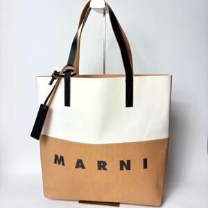 マルニ　MARNI セルローストートバッグ　ベージュ　ホワイト　A4可　肩掛け可