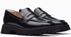 Clarks クラークス 25cm スクエアトゥ ペニー ローファー ブラック フラット レザー エフォートレス バレエ スニーカー ブーツ RRR232