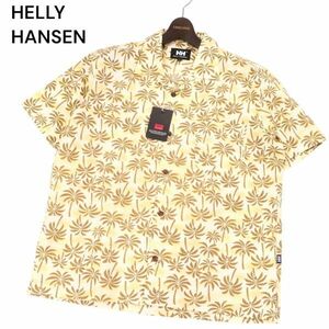 【新品 未使用】 HELLY HANSEN ヘリーハンセン 春夏 パームツリー柄★ 半袖 シアサッカー アロハ シャツ Sz.M　メンズ　I4T01355_4#A