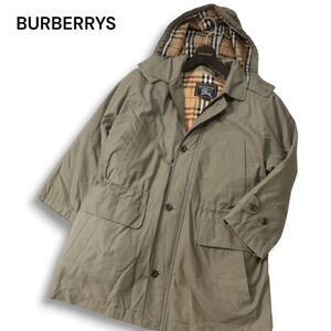 90s★ BURBERRYS ヴィンテージ バーバリー 秋冬 ダウン ライナー★ フーディー ステンカラー コート Sz.S　メンズ 古着　I4T03907_B#O