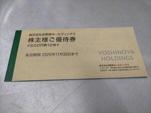 未使用品 吉野家　株主優待券　6,000円分(500円券×12枚)　有効期限2025年11月30日まで【tjdsk-小物】