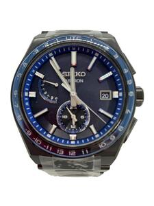 SEIKO◆ソーラー腕時計/アナログ/チタン/NVY/BLK/8B63-0BB0