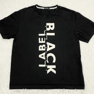 美品/激レアLL◎BLACK LABEL CRESTBRIDGE ブラックレーベルクレストブリッジ 半袖Tシャツ 黒 ロゴプリント カットソー メンズ 春夏 XL 4039