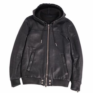 美品 ディーゼル DIESEL ジャケット パーカー フーディー ジップアップ シープスキン アウター レディース S ブラック cg12ot-rm04e26379