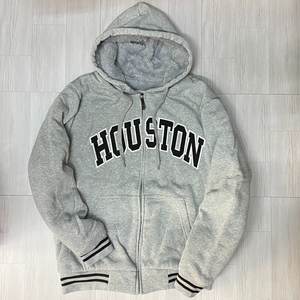 USA正規品 【2XL】 LeeHanTon ボア ジップアップ 厚手 シェルパ パーカー HOUSTON ヒューストン パッチロゴ グレー College カレッジ