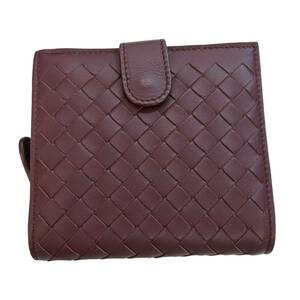 【中古品】BOTTEGA VENETA ボッテガヴェネタ イントレチャート 二つ折り財布 ボルドー レザー財布 レディース 箱あり L57529RK