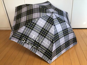 ☆送料無料☆新品☆ジルスチュアート/可愛い折傘折りたたみ傘雨傘/チェック柄グレー黄色系