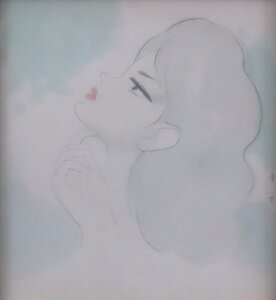 【真作】巨匠洋画家作品・文化功労者　　東郷青児　水彩画　「見上げる婦人像」｛鑑定書付｝【創業1972年信頼と実績の正光画廊】