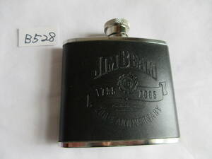 【B-528】JIM BEAM　200TH ANNIVERSARY　FLASK　黒　ボトル　4oz　未使用長期保管品