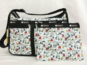 未使用【レスポートサック LeSportsac】 DELUXE EVERYDAY BAG スヌーピー＆ウッドストック ショルダーバッグ(レディース)ブラック■5LG2905