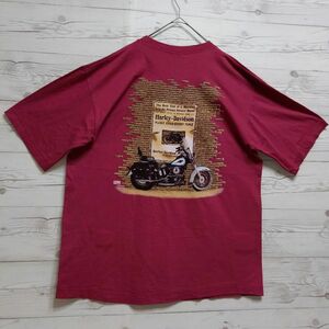 90s Harley Davidson ハーレーダビッドソン プリント ヘンリーネック Tシャツ 古着