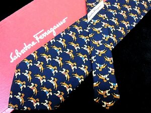 ♪今週の特売980円～♪2767♪良品【Ferragamo】フェラガモ【犬 いぬ 動物 柄】ネクタイ♪