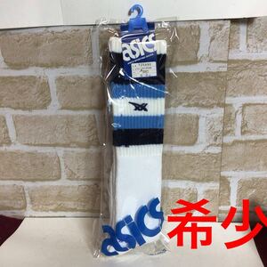 【売り切り!5,000円スタート!】asics！ニューハイソックス#4！22.0〜24.0cm!白！水色!ライン!昭和レトロ！バレーボール!バスケット！新品