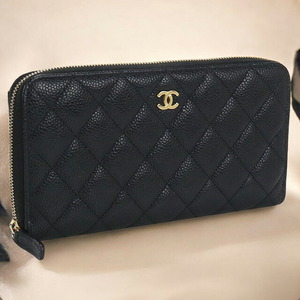 中古 シャネル 長財布ラウンドファスナー レディース ブランド CHANEL マトラッセ ロング ジップウォレット AP0242 ブラック 財布