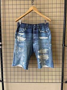 【TALKING ABOUT THE ABSTRACTION/トーキングアバウトジアブストラクション】TATA Denim Shorts ヴィンテージ 転写デニム ショーツ パンツ