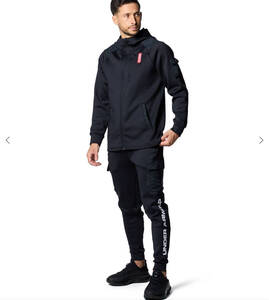 UNDER ARMOUR■アンダーアーマー〔L〕UAアーマーニット フーディー ジャケット パンツ 上下セット 吸汗速乾 4wayストレッチ 黒 24