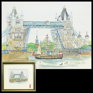 ダイアン・エルソン(Diane Elsorl)TOWER BRIDGE オリジナル原画 額装(証明書付)専用箱 黄袋 長期保管品AC24060924