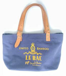 【お得】ユナイテッド バンブー 帆布 ＆ ヌメ革 使用 ロゴ デザイン トート バッグ レザー UNITED BAMBOO LE BAC ネイビー タン イエロー系