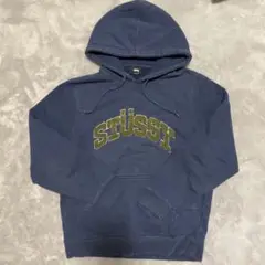 Stüssy ネイビー パイルアーチロゴ入り　パーカー Sサイズ