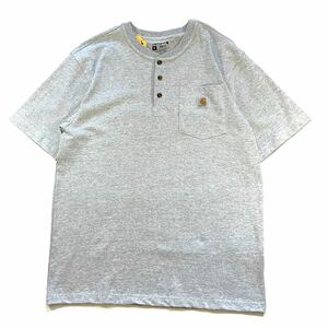 【新品未使用品】Carhartt カーハート ヘンリーネック 半袖ポケットTシャツ 灰/グレー メンズM 日本未発売 US規格 ルーズフィット 正規