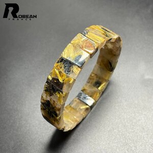 貴重EU製 定価10万円★ROBEAN・太陽花タイチンルチルバングル★黄金針水晶 ゴールド ブレスレット パワーストーン 13.1*8.3*5mm M1114458