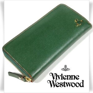 新品1円～★定価2.8万 Vivienne Westwood ヴィヴィアンウエストウッド 牛革レザー カラーブロック ラウンドファスナー長財布 ◆2275◆