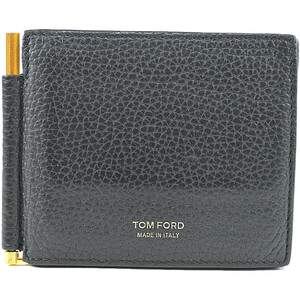 ◆トムフォード◆メンズ マネークリップ カードケース付き 2つ折り財布 ブラック ゴールド金具 TOM FORD