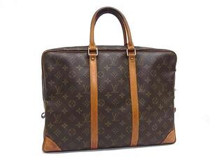 1円 LOUIS VUITTON ルイヴィトン M53361 モノグラム ポルト ドキュマン ヴォワヤージュ ハンドバッグ ビジネスバッグ ブラウン系 FF8844