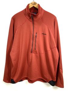 ■ 00s patagonia パタゴニア アメリカ製 レギュレーター R1 POLARTEC フリース ハーフジップ 古着 サイズXL 赤 アウトドア ■