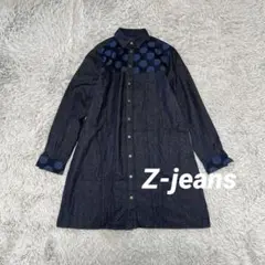 6141【z-jeans】ドットジャガードデニムワンピース（L）シャツワンピース