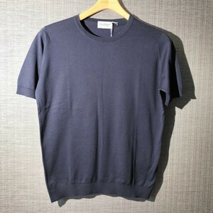 日本別注 ユニセックス M ジョンスメドレー 最高級コットン クルーネックTシャツ S4459 ネイビー JOHN SMEDLEY イギリス製★同梱不可