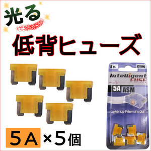 光るタイプ * 低背ヒューズ　(5個セット) / 5A(オレンジ) / 車用 / 互換品