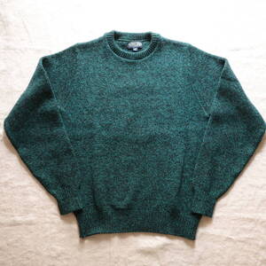 LANDS’END green base mix wool knit MADE IN USA Mサイズ表記 ランズエンド ニット セーター